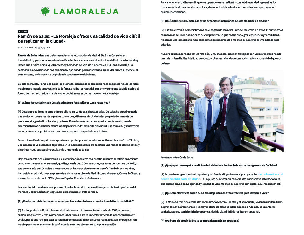 “La Moraleja ofrece una calidad de vida difícil de replicar en la ciudad”